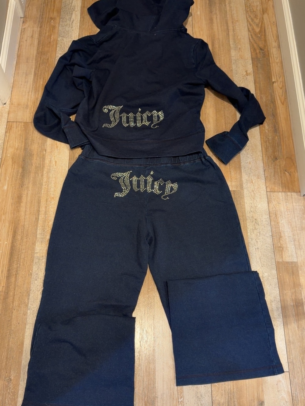 Juicy Couture Navy Denim tracksuit with rhinestone details